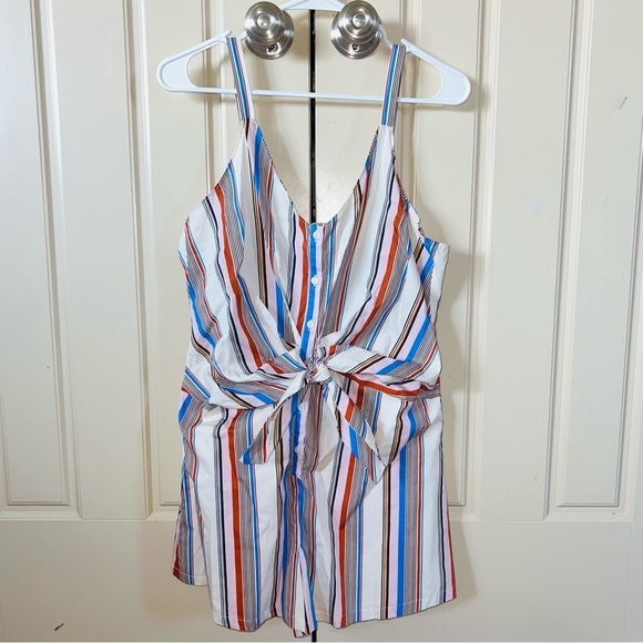 NWT Lush Multicolor Striped Shorts Romper Size Large - Picture 2 of 15